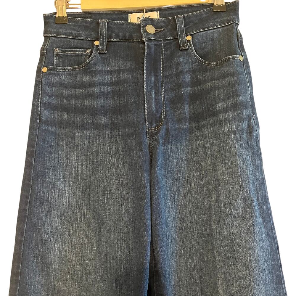 Paige Wide Leg Jeans Lennie High Rise Cropped Stretch Denim Blue Size 25 - Picture 3 of 13